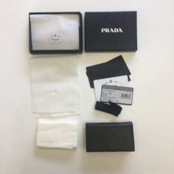 PRADA Business Card Holder Black Saffiano Lux Leather 100% Authentic w/Box - Picture 14 of 16